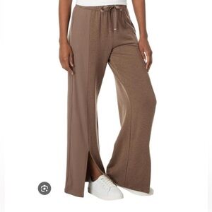 Travis Mathew Knit Drawstring Lounge Pants Front Split Hem Brown Size xl